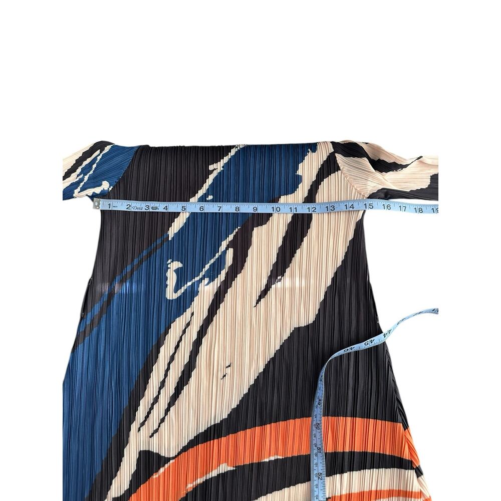 New with Tags Kelly Obi New York Orange Blue‎ Accordion Stretch Party Midi Dress - Picture 8 of 9